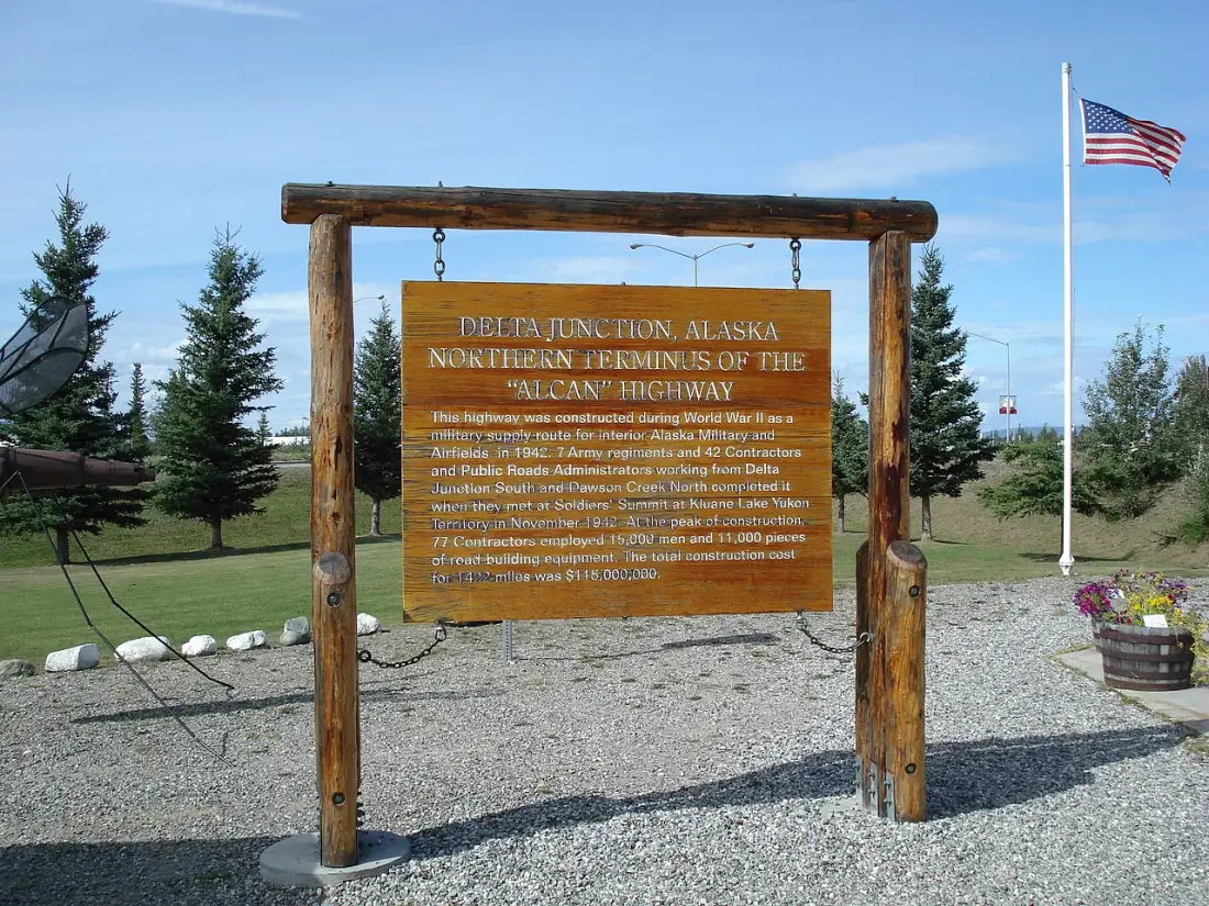 End of the Alaska Highway monument and visitor centre in Delta Junction, Alaska