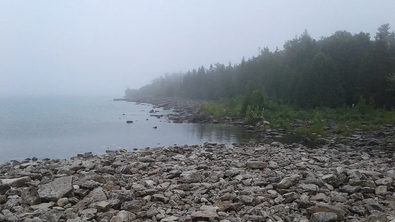 Wave-smoothed limestone boulders along the Bruce Peninsula shoreline
