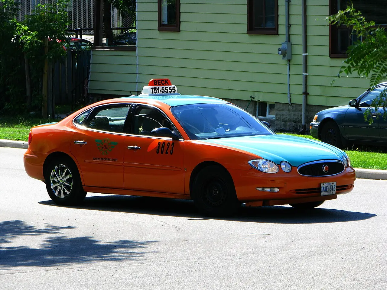 A taxi cab on a street in Calgary, Alberta
