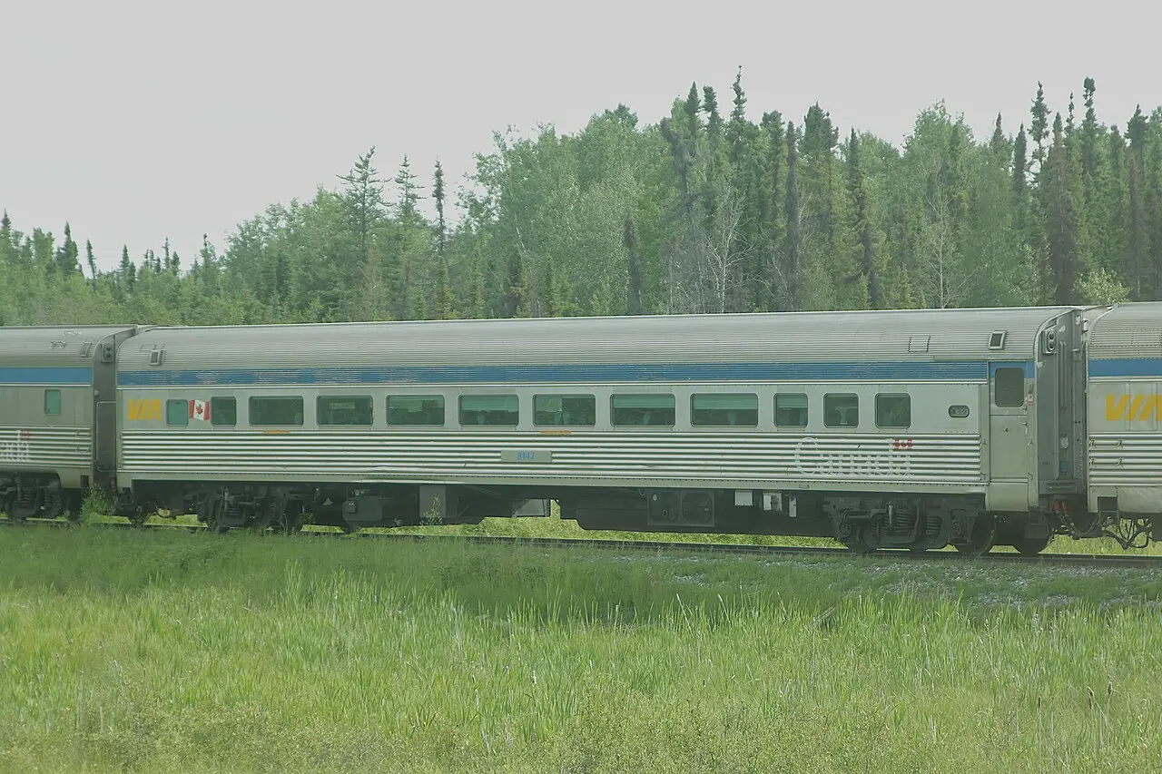 Seats inside a VIA Rail long-distance Economy coach car