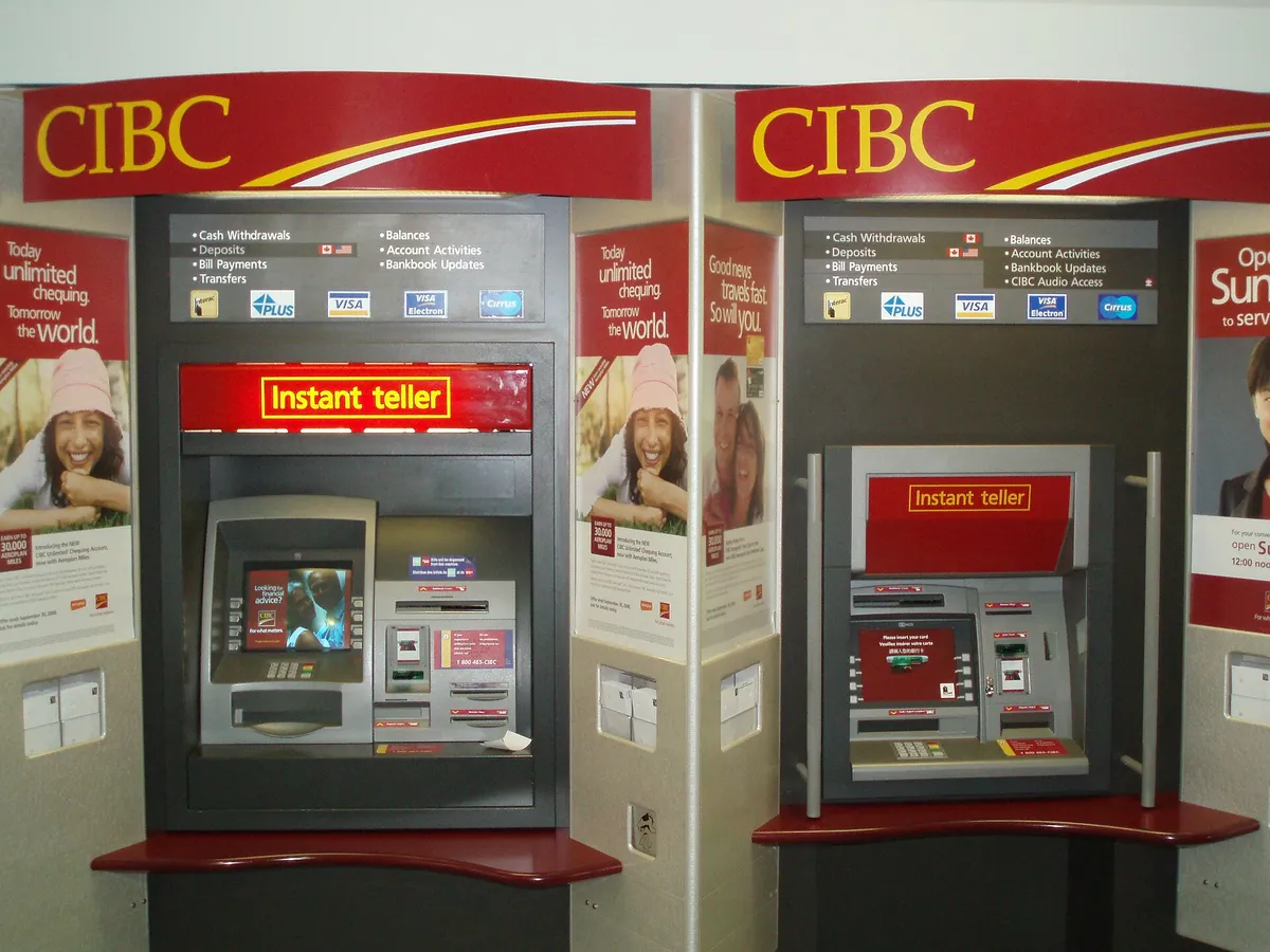 A CIBC bank ATM machine for withdrawing Canadian dollars