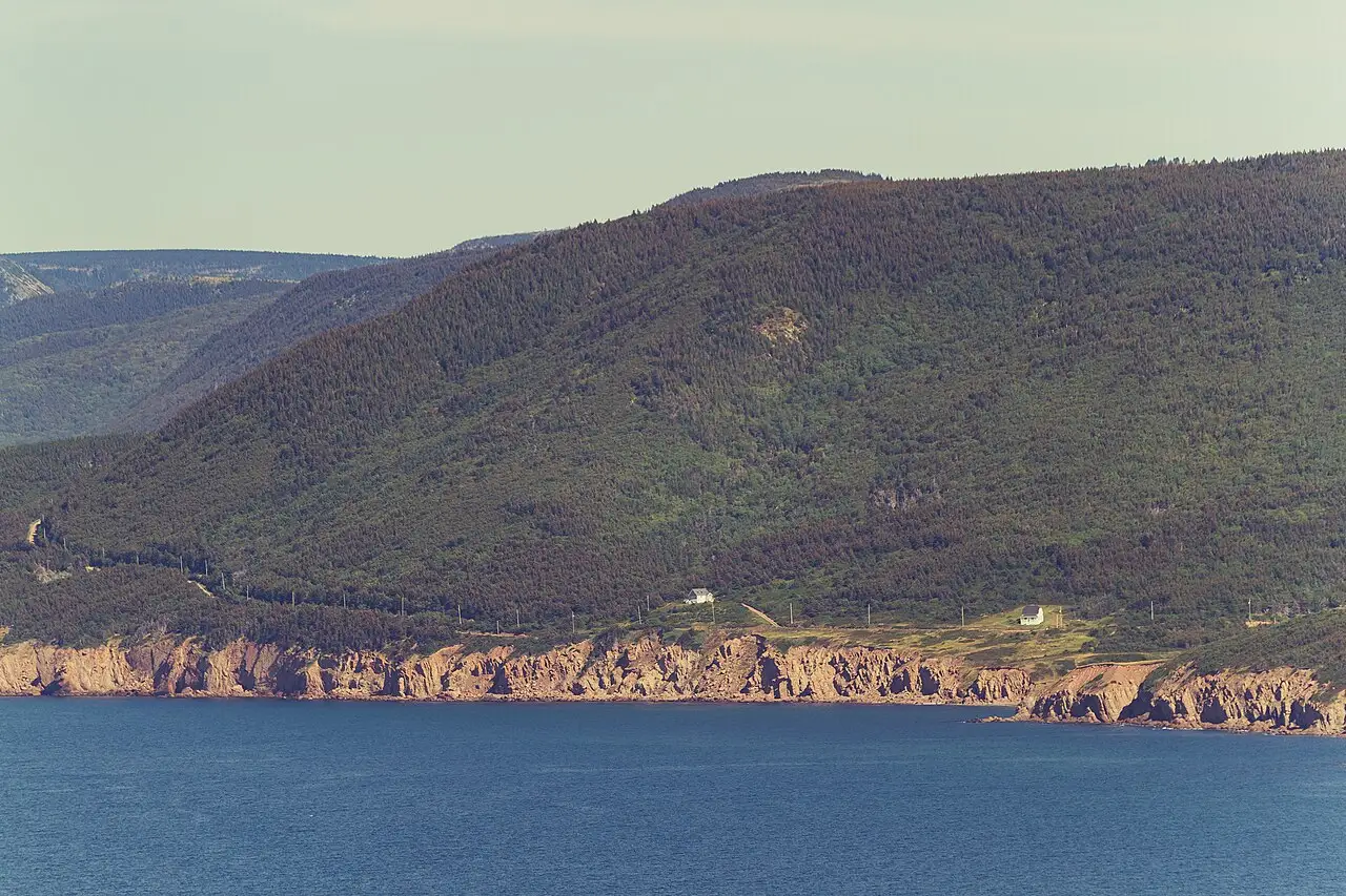 Cabot Trail highway curving along a rugged Nova Scotia coastline