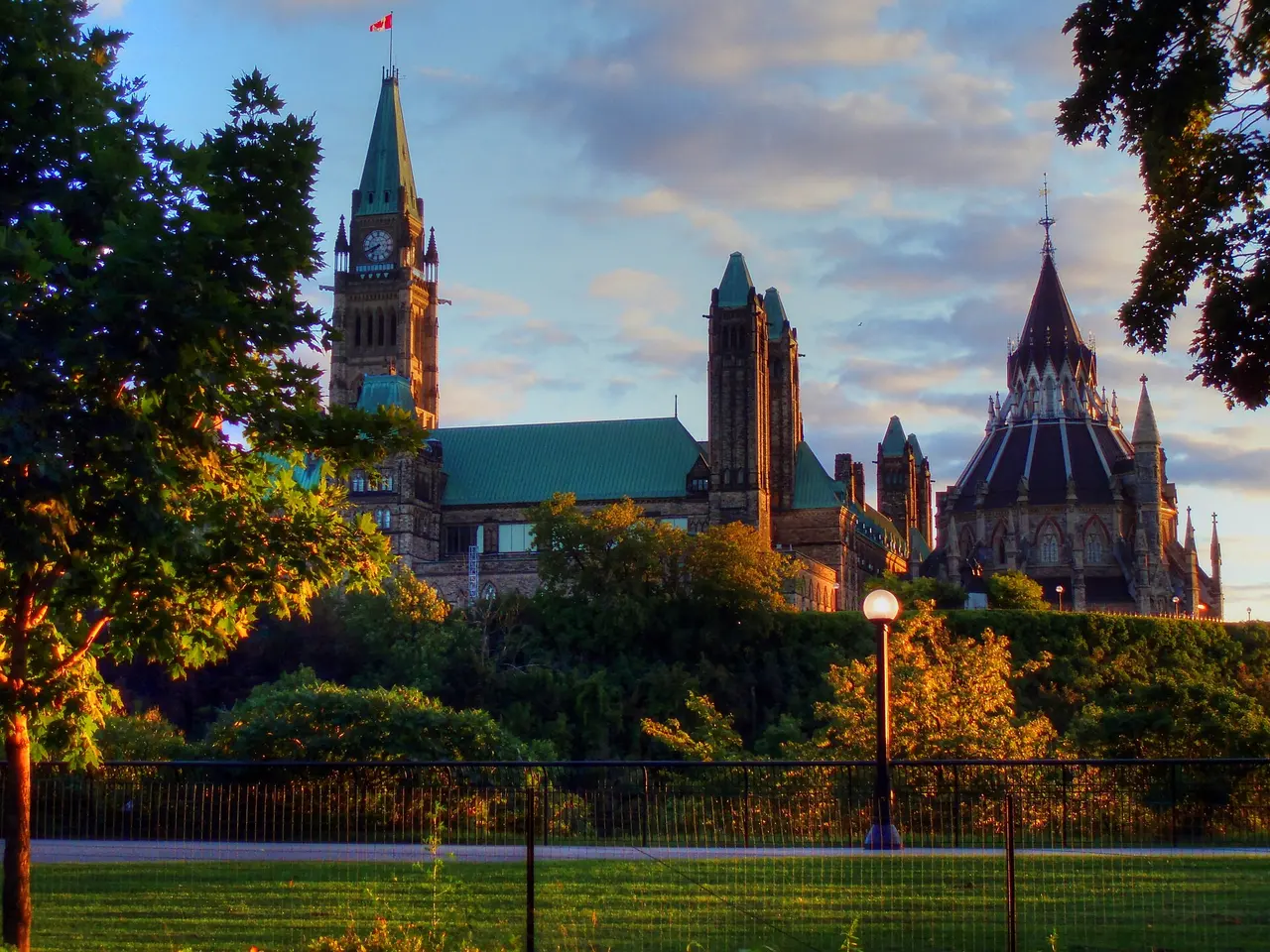 The Peace Tower and Library of Parliament on Parliament Hill in Ottawa