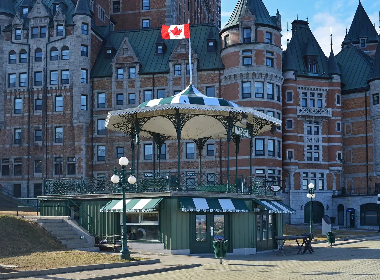 The Dufferin Terrace boardwalk in front of the Château Frontenac in Quebec City