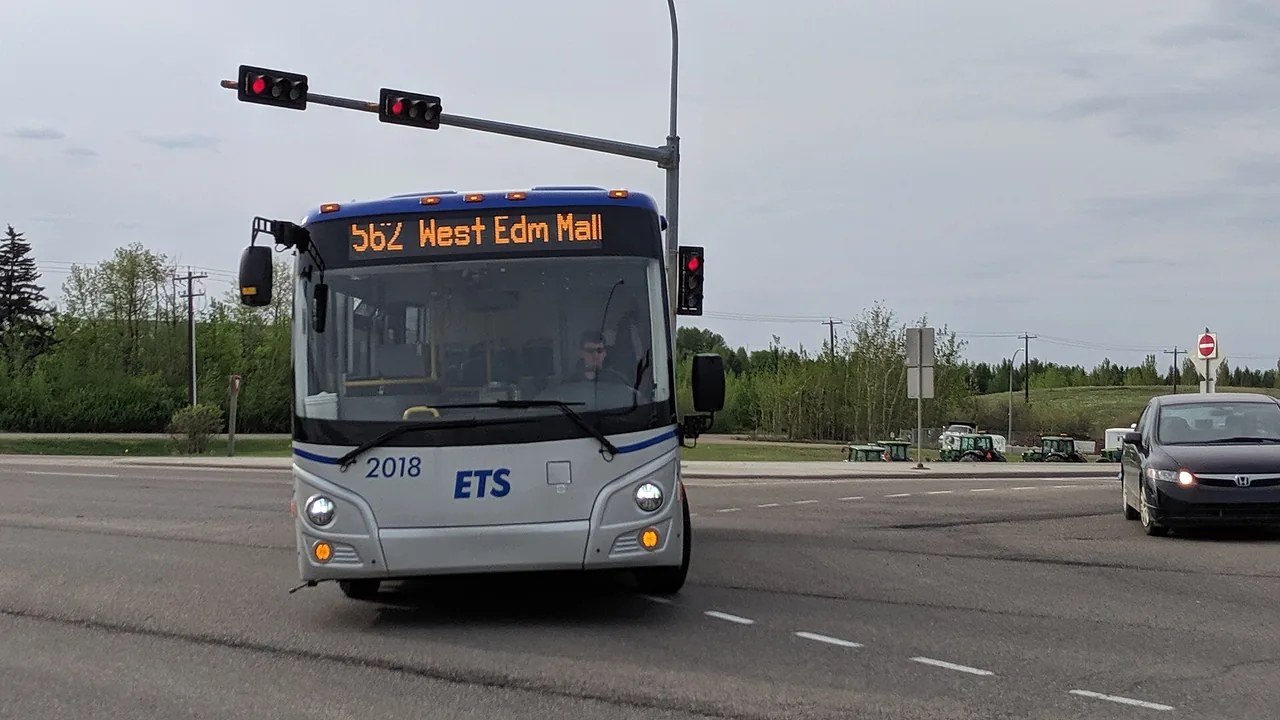 An Edmonton Transit Service bus on a city street
