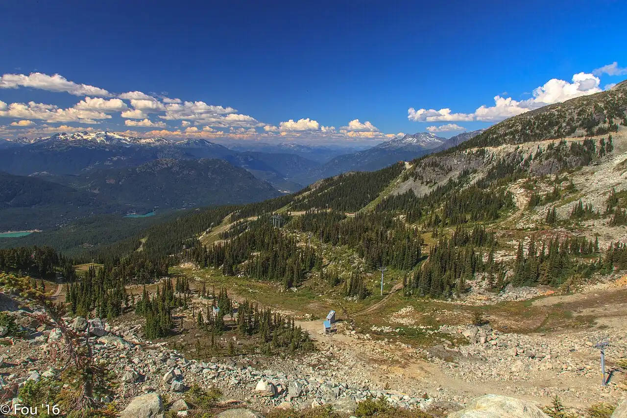 Summer hiking terrain on Blackcomb Mountain above the ski area infrastructure