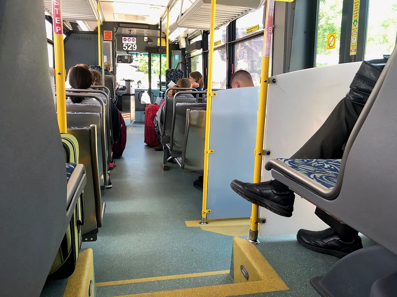 A passenger view inside a Halifax Transit bus heading toward YHZ airport