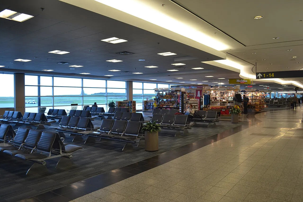 The departures curb and terminal front at Halifax Stanfield International Airport