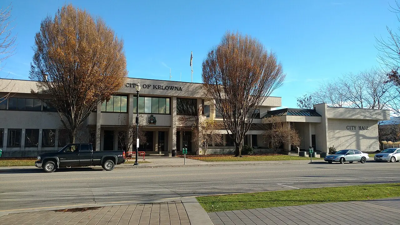 Kelowna City Hall building in downtown Kelowna