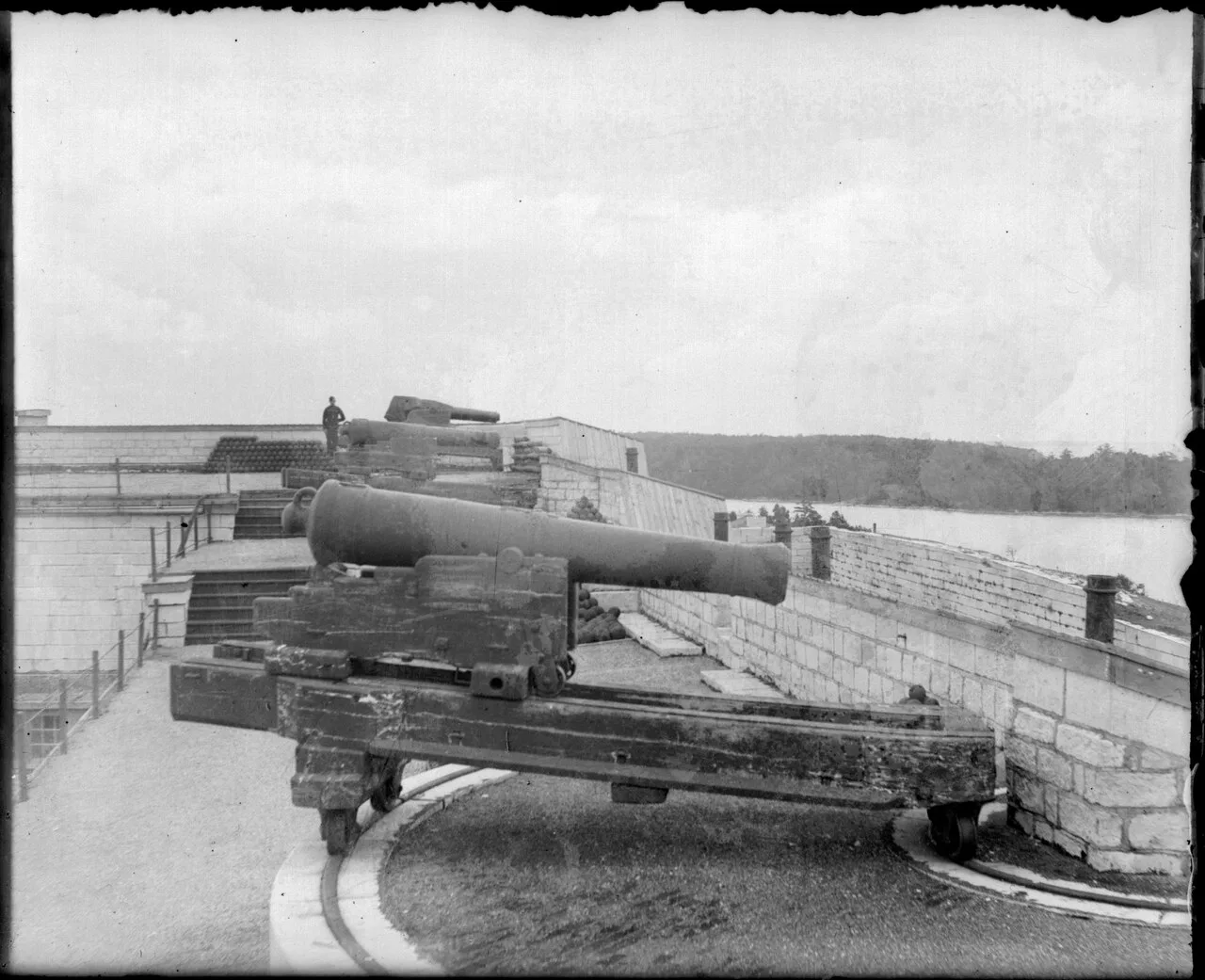 Stone walls and cannon positions along Fort Henry