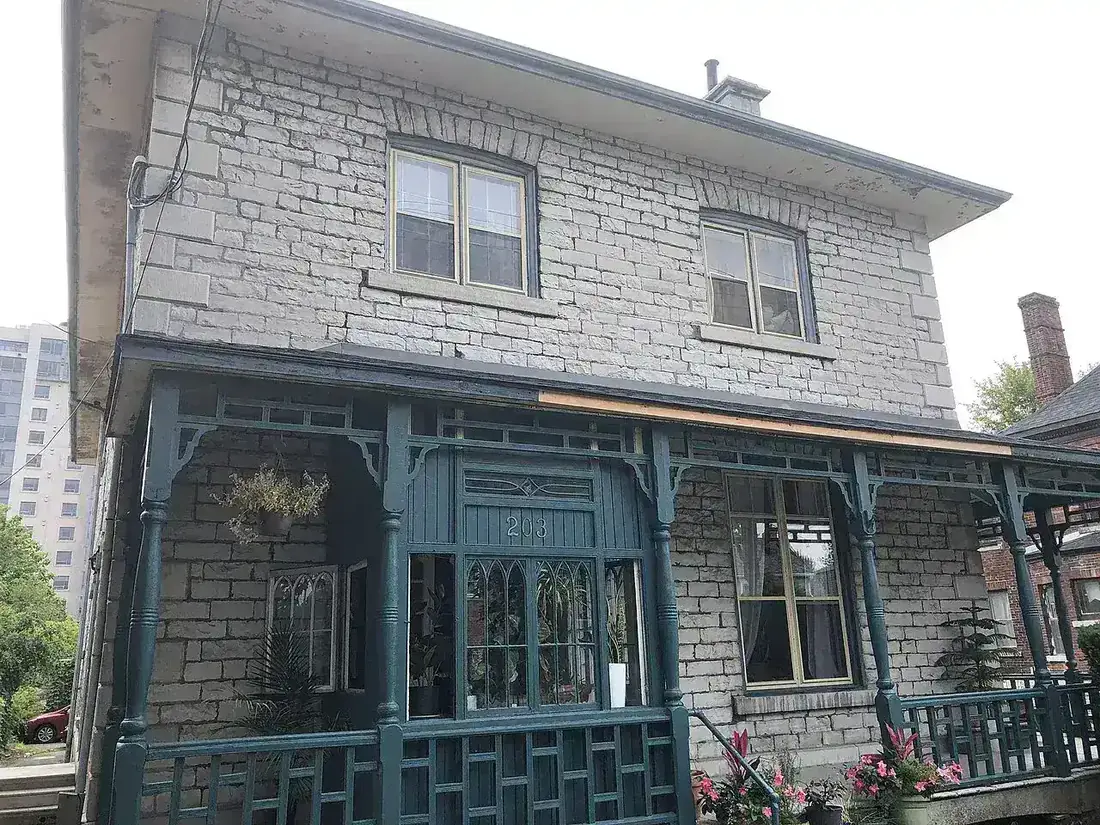 Limestone commercial buildings along King Street in Kingston