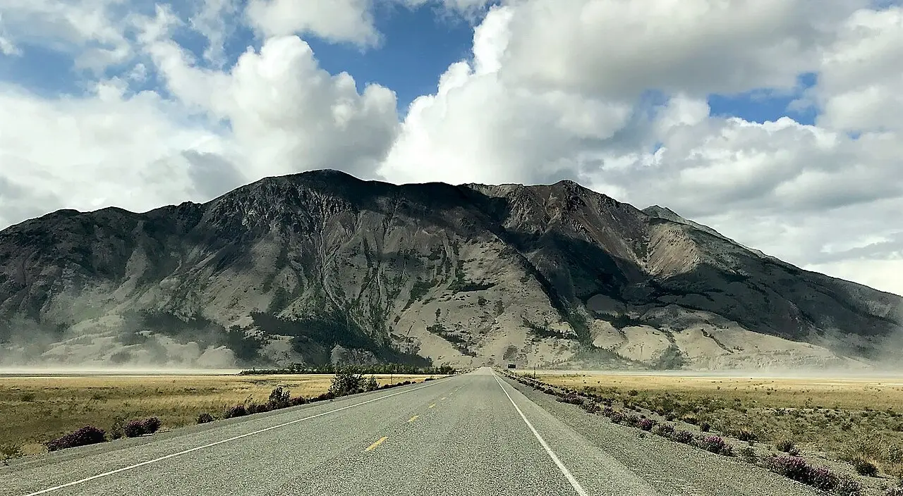 Sheep Mountain rising above Kluane Lake along the Alaska Highway