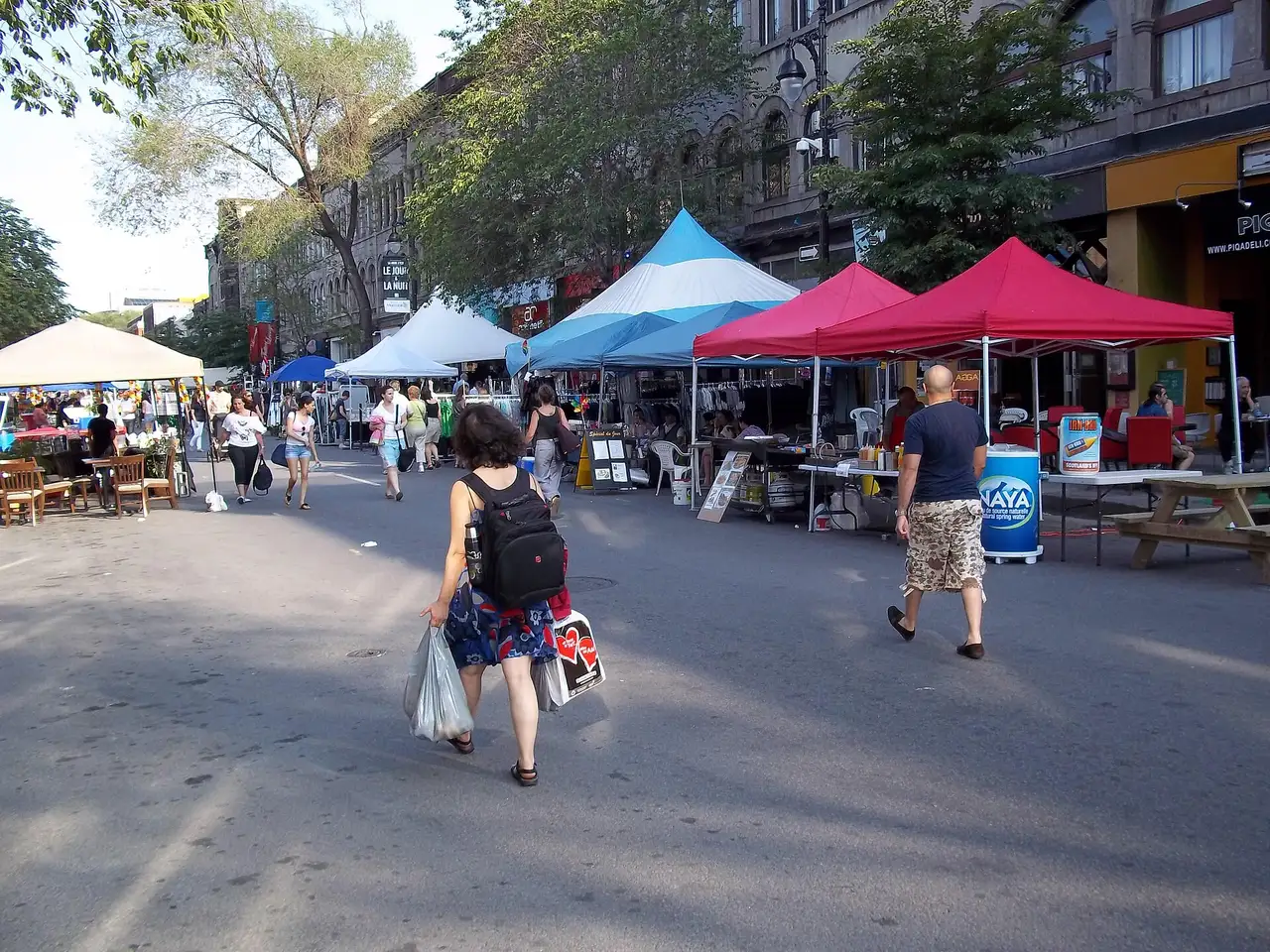 A pedestrianised stretch of Boulevard Saint-Laurent, The Main, in Montreal