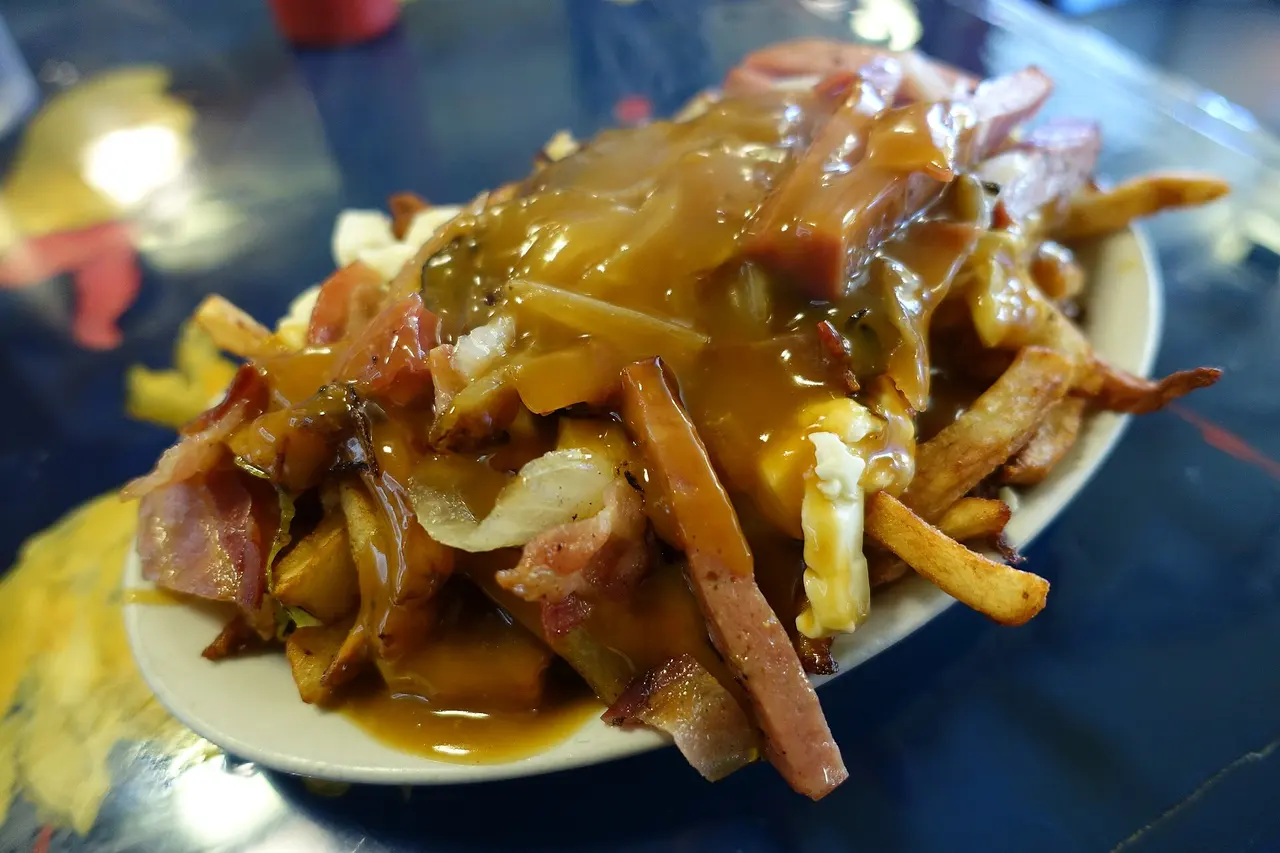 A classic poutine of fries, cheese curds and gravy at La Banquise in Montreal