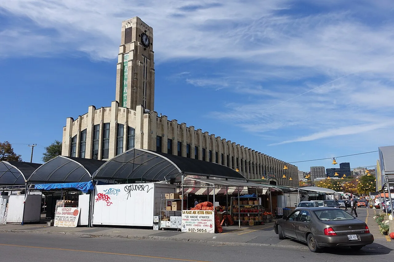 The clock tower of Atwater Market beside the Lachine Canal