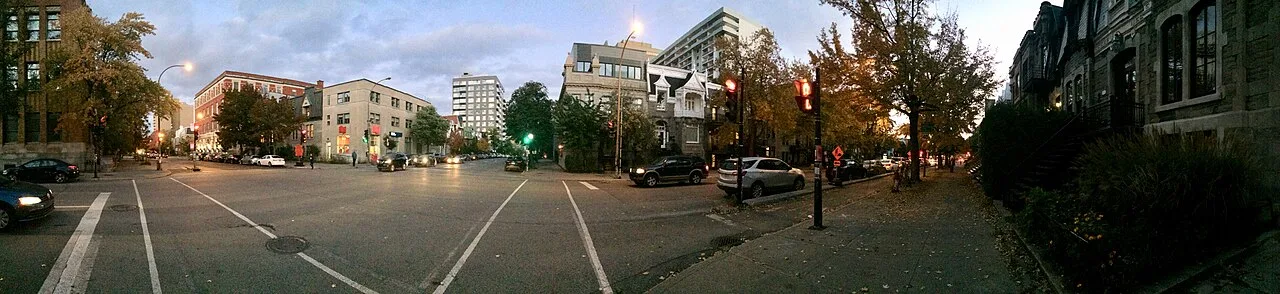 Row houses with twisting outdoor staircases in the Plateau Mont-Royal district