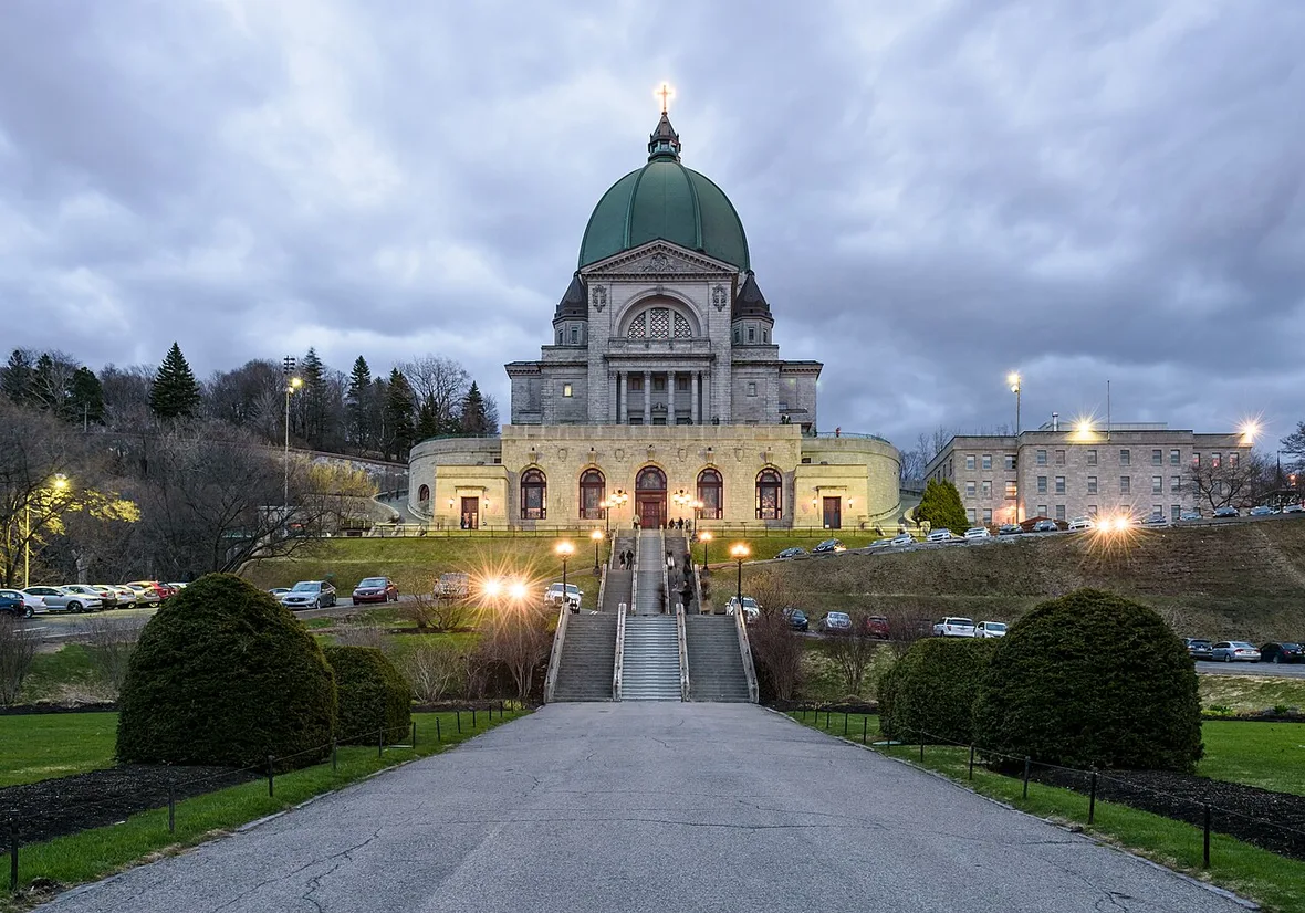 The green dome of Saint Joseph's Oratory on the slope of Mount Royal
