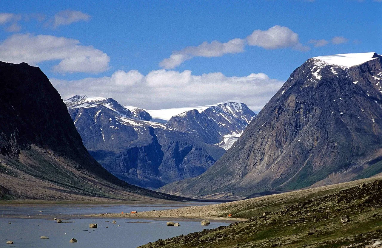 Granite peaks rising above Pangnirtung Fiord at the southern gateway to Auyuittuq National Park