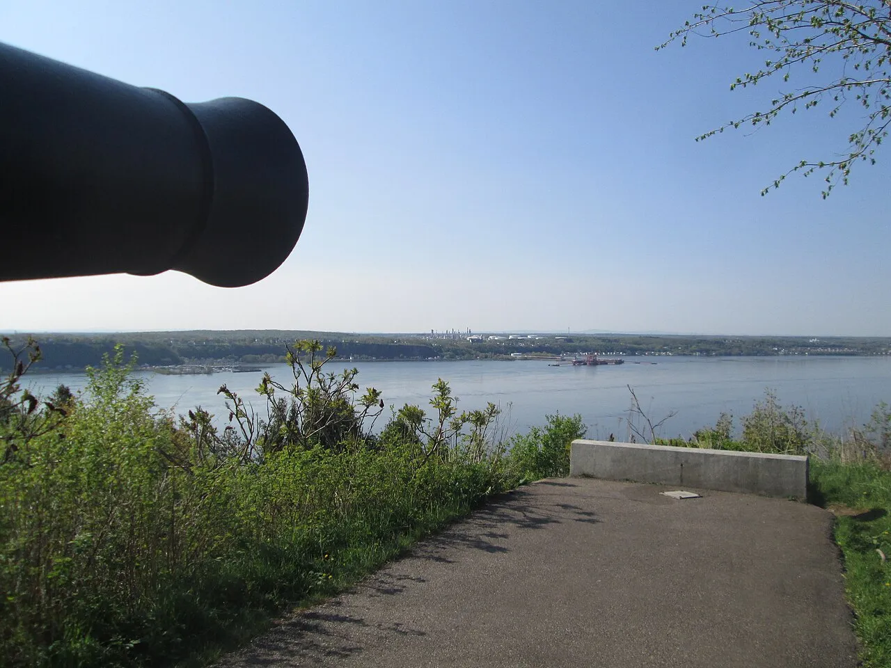 A cannon overlooking the Saint Lawrence River from a lookout point on the Plains of Abraham in Quebec City