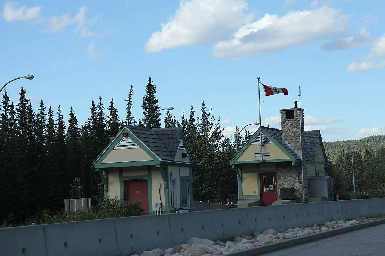 Parks Canada fee booths at the north entrance to Jasper National Park