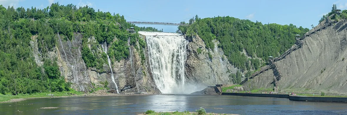Montmorency Falls dropping into the St Lawrence near Quebec City