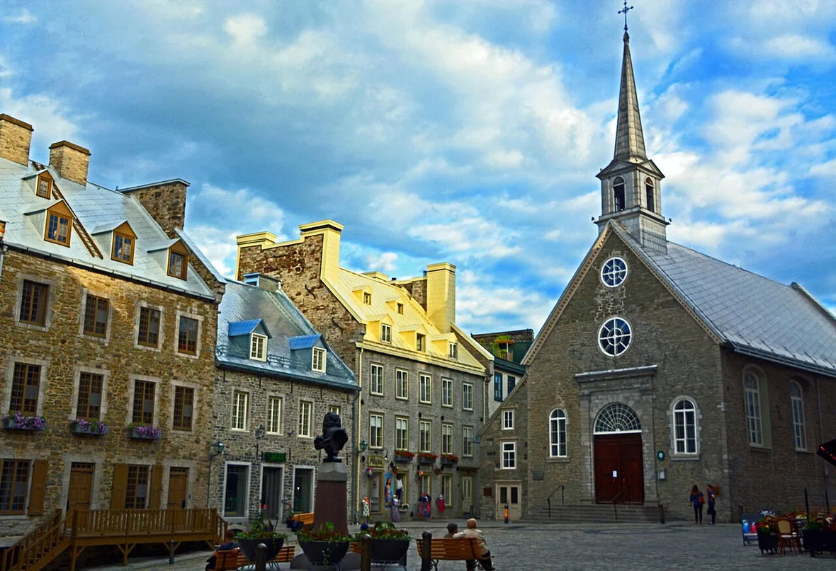 The stone church of Notre-Dame-des-Victoires on Place Royale