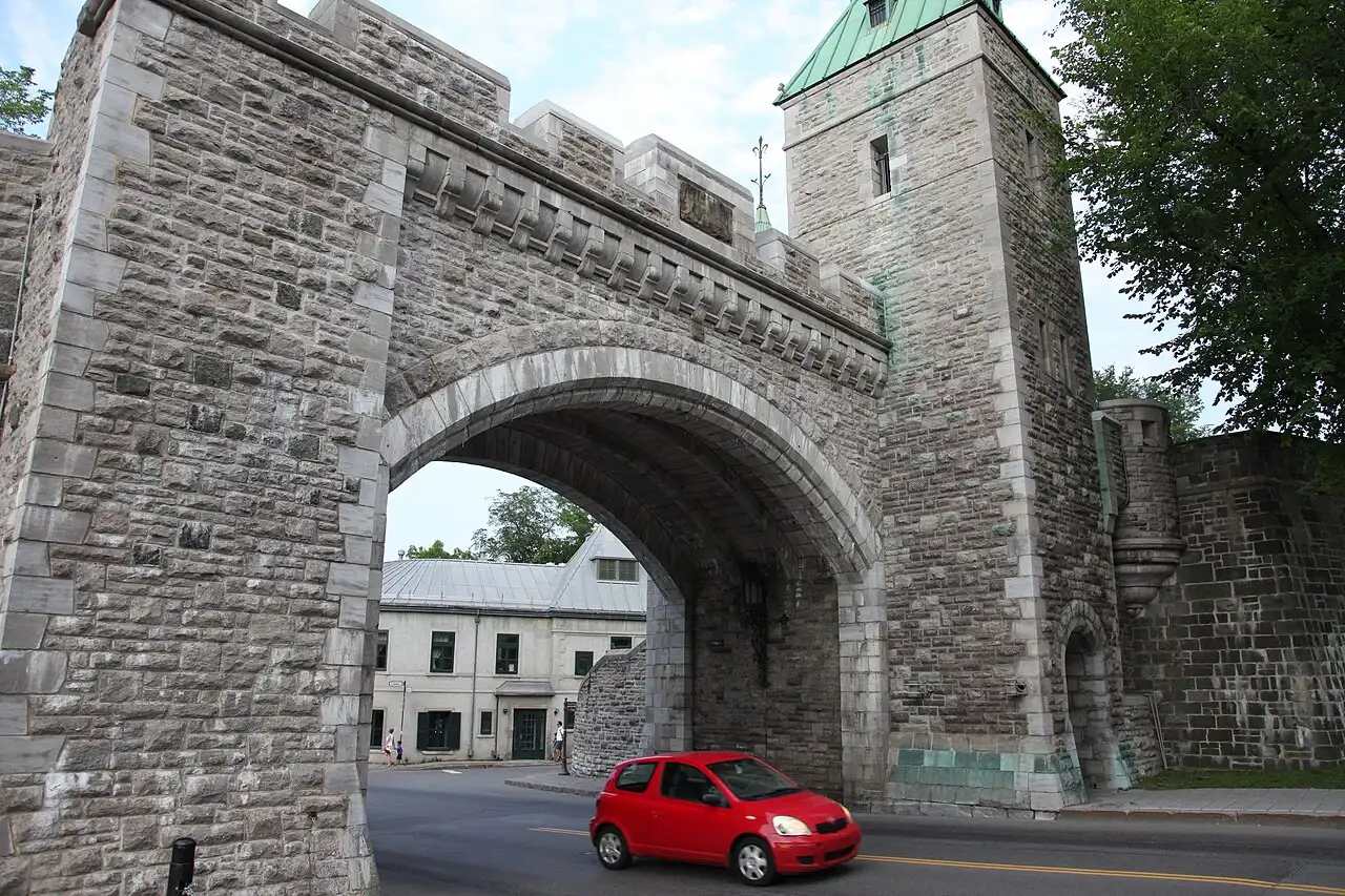 The Porte Saint-Louis stone gate in the walls of Old Quebec
