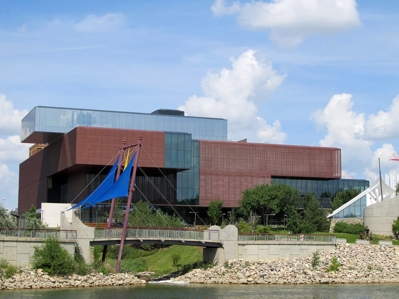 The copper-coloured facade of Remai Modern art gallery on the Saskatoon riverbank