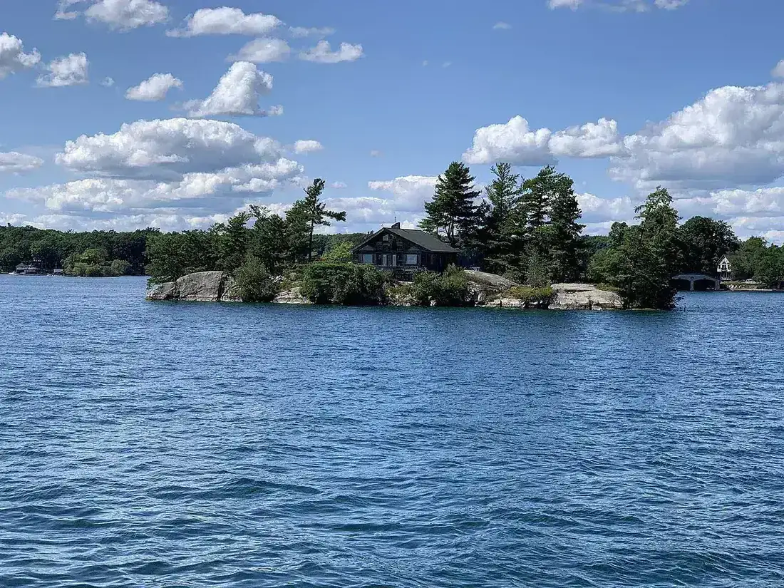 Shoreline and islands near Gananoque on a calm day