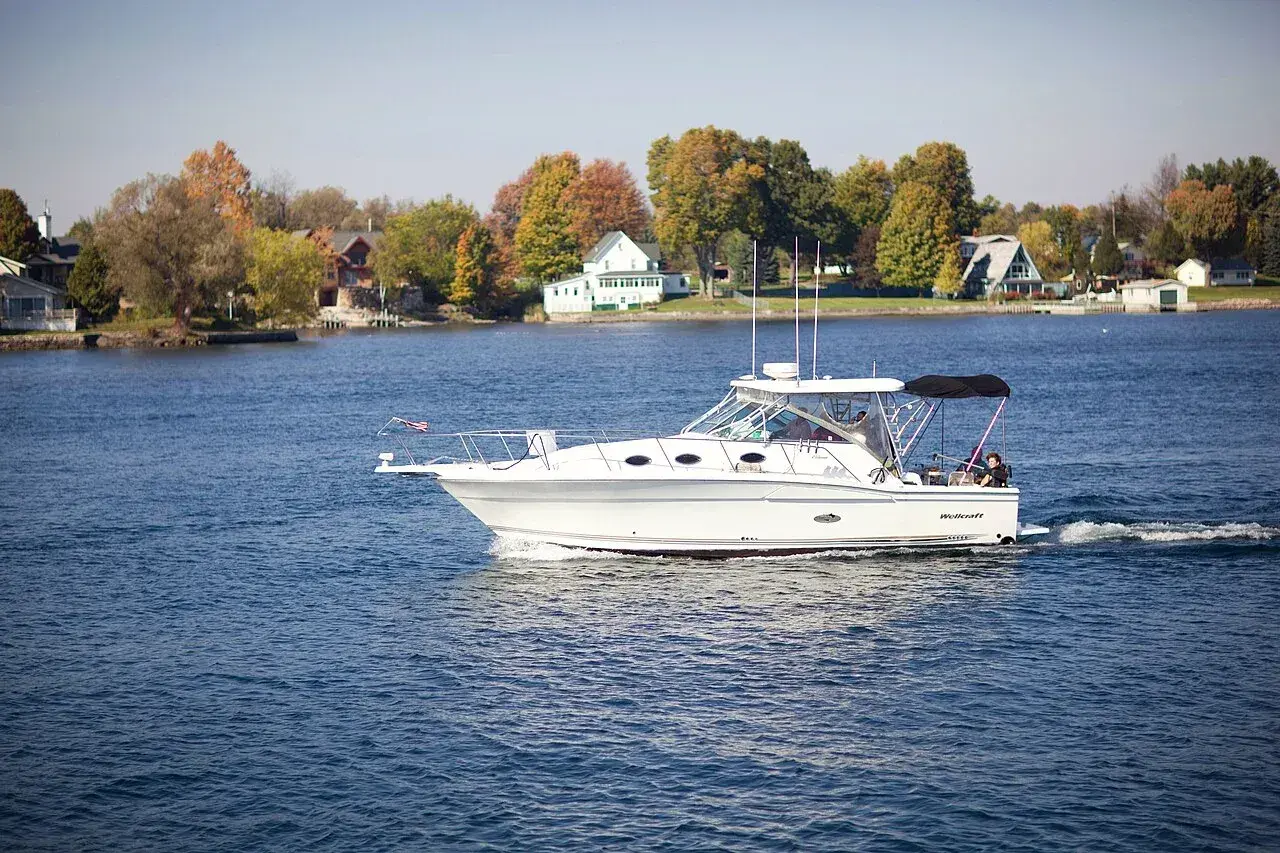 Island cottages and docks among the Thousand Islands