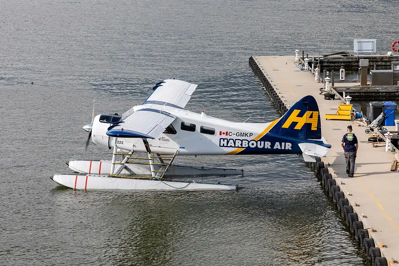 A floatplane at Vancouver Harbour Flight Centre on Burrard Inlet