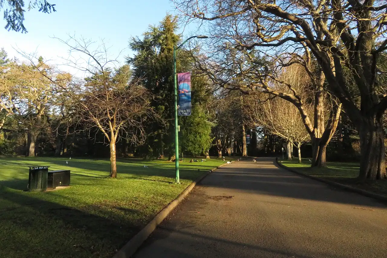 Gardens and pathways in Beacon Hill Park near downtown Victoria