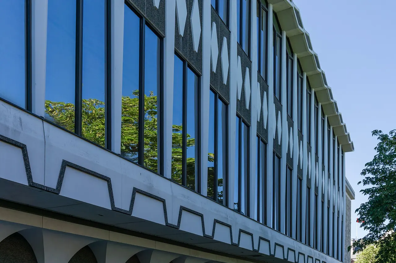 The Royal BC Museum building beside the Inner Harbour in Victoria