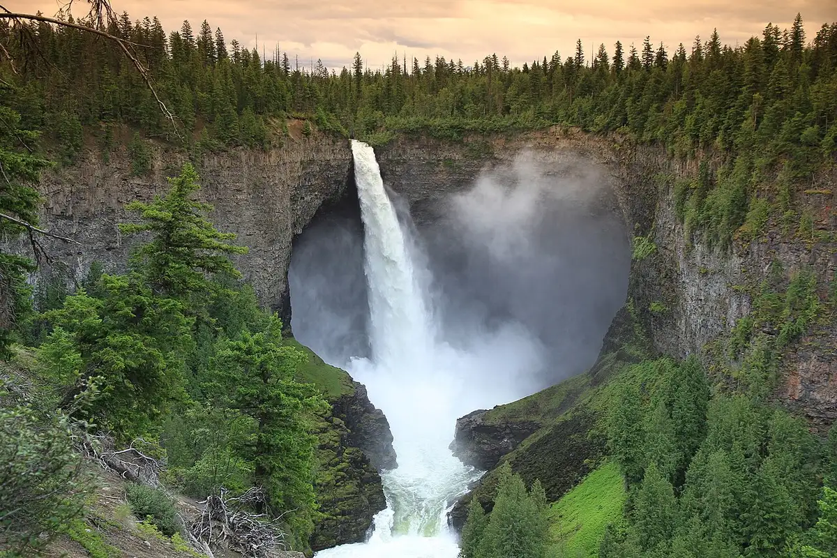 Helmcken Falls dropping 145 metres into a mist-filled canyon of lava rock