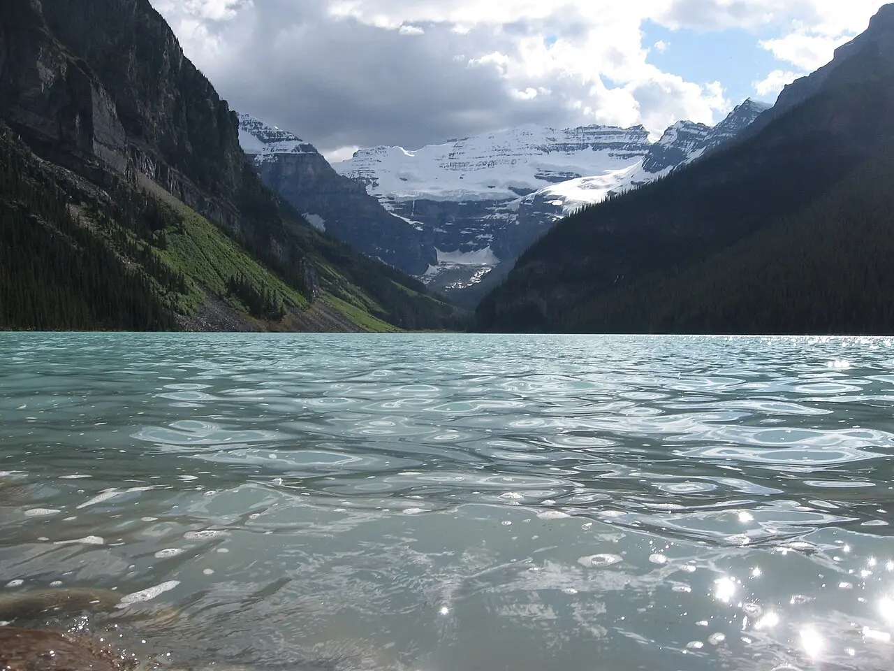 Lake Louise with Victoria Glacier at the far end of the turquoise lake
