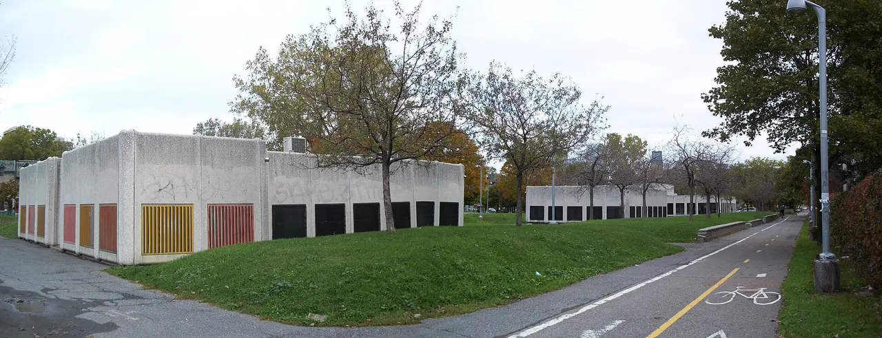 The exterior of a Montreal metro station, part of the transit that links the neighbourhoods