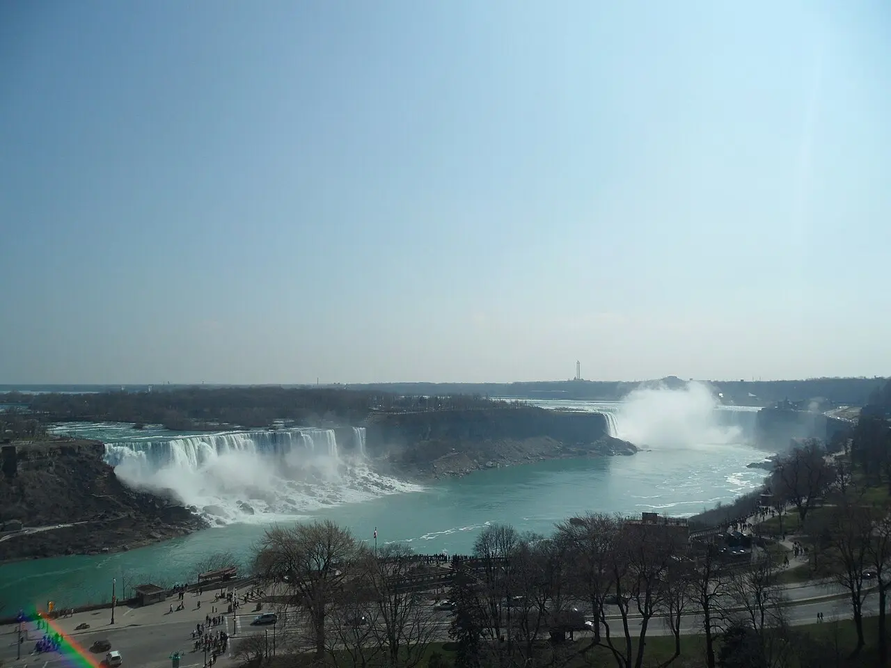 Horseshoe Falls and mist seen from a high Fallsview hotel window
