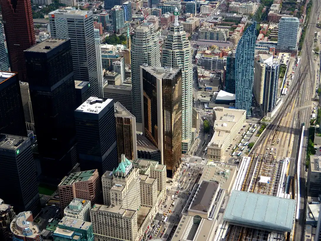 The gold-tinted towers of Royal Bank Plaza in Toronto's Financial District