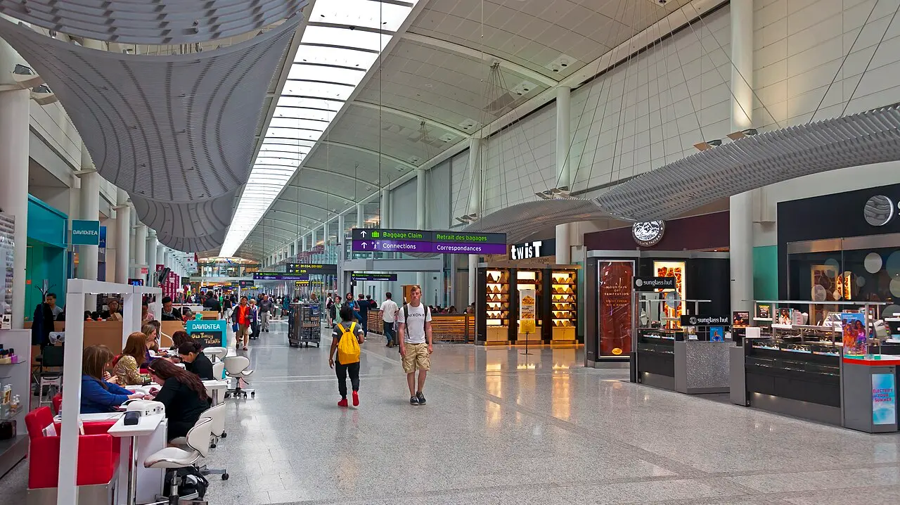 Angled exterior view of Terminal 1 at Toronto Pearson International Airport