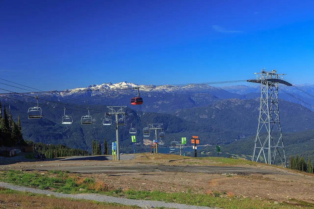 PEAK 2 PEAK gondola terminal and cabins on Whistler Mountain